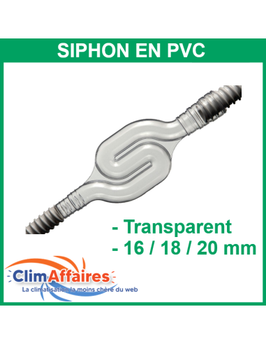 Siphon en PVC Transparent pour tube d'évacuation de condensat