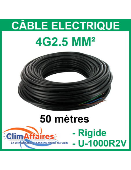 Câble électrique rigide U-1000R2V - 4G2.5 mm² (50 mètres)