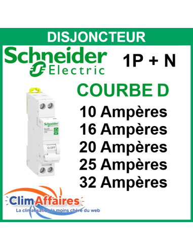Disjoncteur Schneider Electric - COURBE D - XP 1P + N (10 à 32 Ampères)