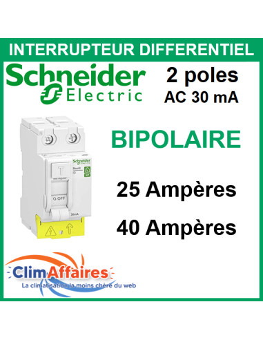 Interrupteur Différentiels - Schneider Electric - 2 poles - XP 30mA AC (25 et 40 Ampères)