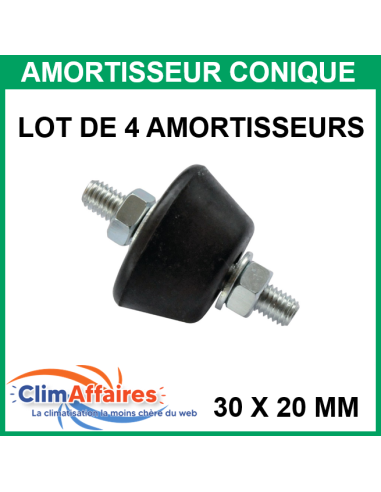 Lot de 4 amortisseurs coniques 20x30 mm (Poids supporté 150 kg)