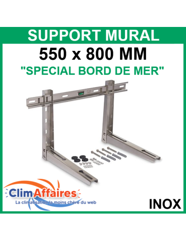 Support mural en INOX 304L "Spécial bord de mer" - 550* 800 mm (jusqu'à 160 kg)