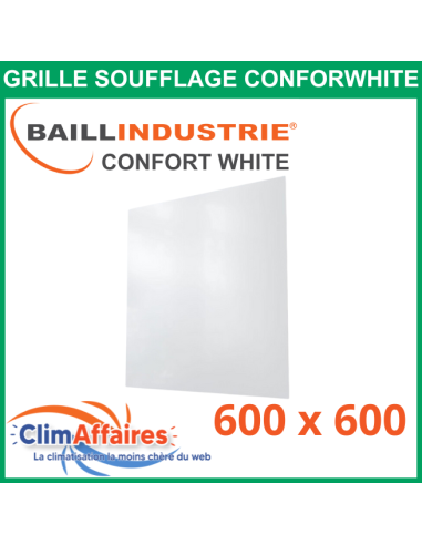 Baillindustrie - Grille de soufflage - CONFORT WHITE - Aluminium blanc satiné - 600x600 mm - DIF600X600 (Enjoliveur 760x760)
