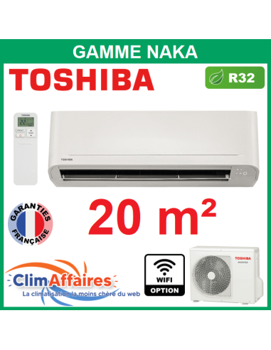 Toshiba Clim Mural Monosplit Réversible NAKA R32 - RAS-B07B2KVG-E + RAS-07B2AVG-E (2,0 kW)
