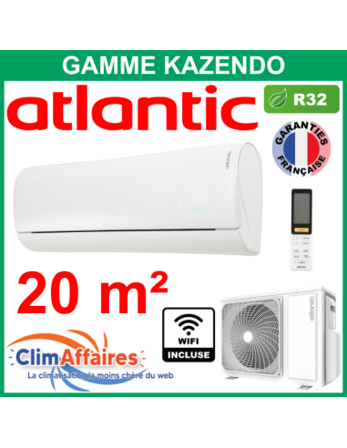 Atlantic Climatiseur Monosplit Mural Inverter - Gamme Kazendo - R32 - AS007JDB.UI + 1U007JDB.UE + WIFI (2.2 kW)