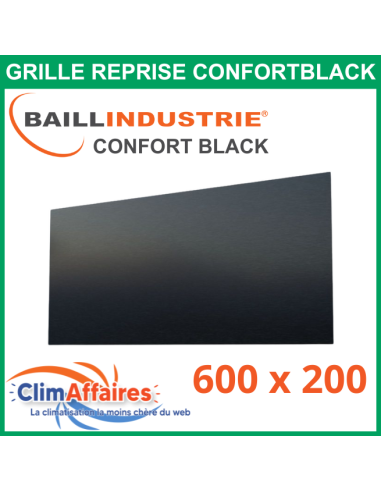 Baillindustrie - Grille de Reprise - CONFORT BLACK - Noir satiné - 600x200 mm - COL600X200 BLACK (Enjoliveur 800x350)