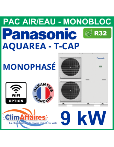 Panasonic - Aquarea T-CAP - Pompe à Chaleur Air/Eau - Génération J - Monobloc - Monophasé - WH-MXC09J3E5 (9.0 kW)