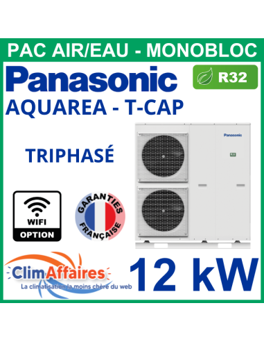 Panasonic - Aquarea T-CAP - Pompe à Chaleur Air/Eau - Génération J - Monobloc - Triphasé - WH-MXC12J9E8 (12.0 kW)