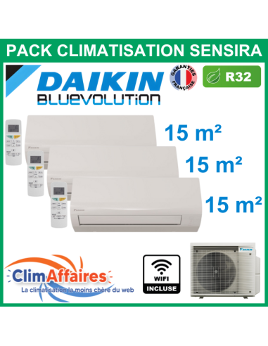 Daikin Climatisation Trisplit - SENSIRA BLUEVOLUTION - R32 - 3MXF52A9 + 3 x CTXF20F + WIFI (5.2 kW)