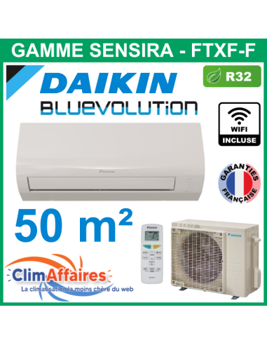 Daikin Climatiseur Mural Monosplit Inverter Réversible - SENSIRA BLUEVOLUTION - R32 - FTXF50F + RXF50F + WIFI (5.0 kW)