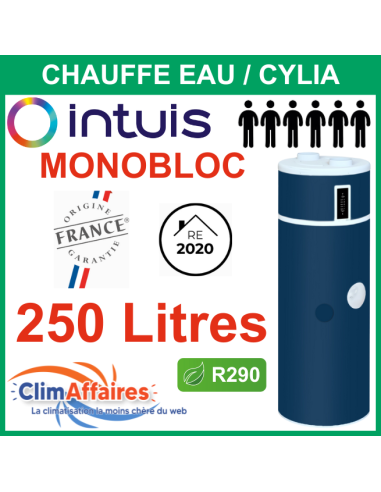 Chauffe Eau Thermodynamique INTUIS / AUER - CYLIA MONOBLOC - R290 - Vertical sur Socle - 250 Litres - 353601