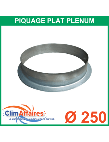Piquage Plat mâle pour plénums acier - 250 mm - Euroclima Diffusion