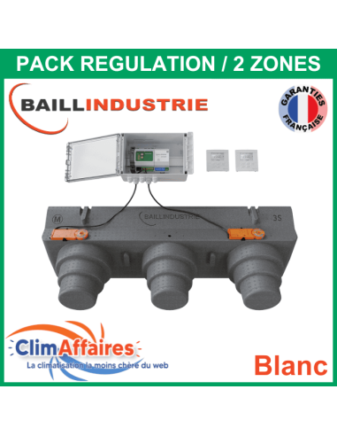 Baillindustrie - Pack Régulation Gainable Universel Baillzoning 2 ZONES - 3S - PACK 2TB 2M 3S (Blanc)