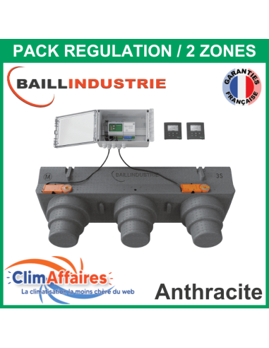Baillindustrie - Pack Régulation Gainable Universel Baillzoning 2 ZONES - 3S - PACK 2TA 2M 3S (Anthracite)