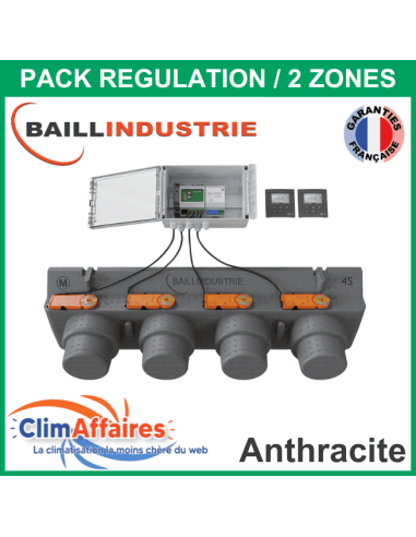 Baillindustrie - Pack Régulation Gainable Universel Baillzoning 2 ZONES - 4S - PACK 2TA 4M 4S (Anthracite)