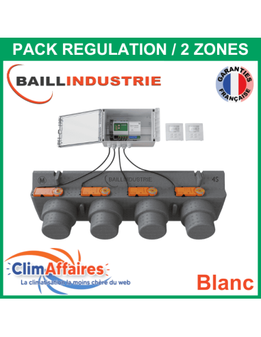 Baillindustrie - Pack Régulation Gainable Universel Baillzoning 2 ZONES - 4S - PACK 2TB 4M 4S (Blanc)