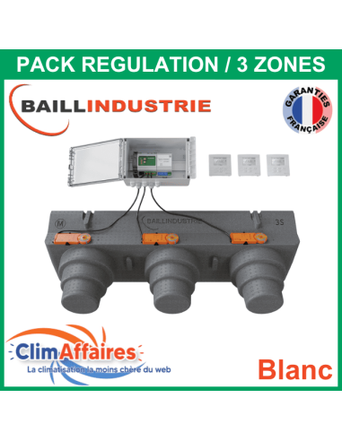 Baillindustrie - Pack Régulation Gainable Universel Baillzoning 3 ZONES - 3S - PACK 3TB 3M 3S (Blanc)