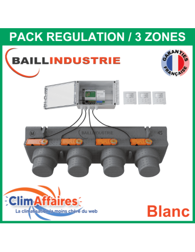 Baillindustrie - Pack Régulation Gainable Universel Baillzoning 3 ZONES - 4S - PACK 3TB 4M 4S (Blanc)