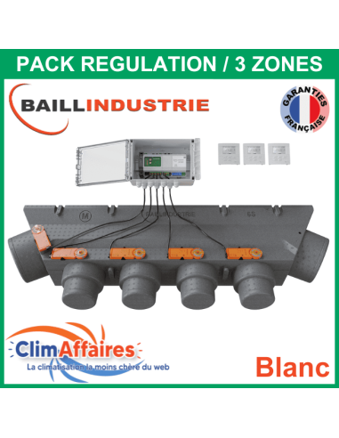 Baillindustrie - Pack Régulation Gainable Universel Baillzoning 3 ZONES - 6S - PACK 3TB 5M 6S (Blanc)