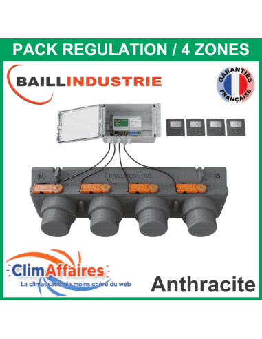 Baillindustrie - Pack Régulation Gainable Universel Baillzoning 4 ZONES - 4S - PACK 4TA 4M 4S (Anthracite)