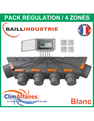 Baillindustrie - Pack Régulation Gainable Universel Baillzoning 4 ZONES - 6S - PACK 4TB 6M 6S (Blanc)