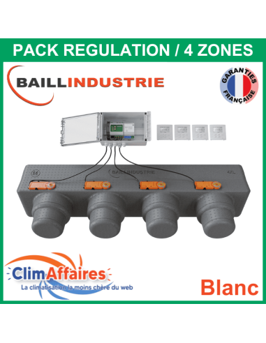 Baillindustrie - Pack Régulation Gainable Universel Baillzoning 4 ZONES - 4XL - PACK 4TB 4M 4XL (Blanc)