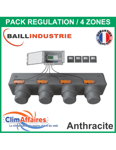 Baillindustrie - Pack Régulation Gainable Universel Baillzoning 4 ZONES - 4XL - PACK 4TA 4M 4XL (Anthracite)