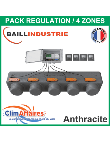 Baillindustrie - Pack Régulation Gainable Universel Baillzoning 4 ZONES - 5S - PACK 4TA 5M 5S (Anthracite)