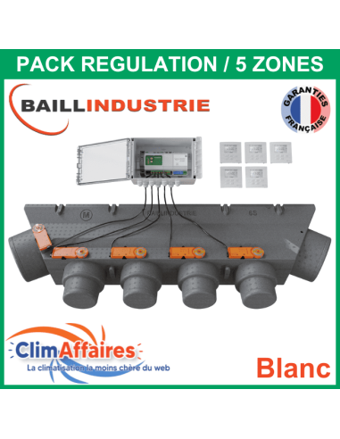 Baillindustrie - Pack Régulation Gainable Universel Baillzoning 5 ZONES - 6S - PACK 5TB 5M 6S (Blanc)