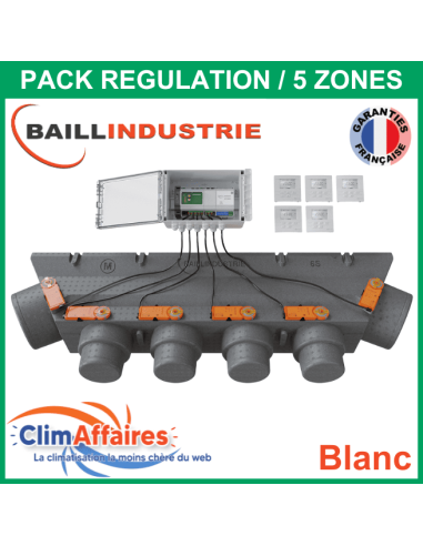 Baillindustrie - Pack Régulation Gainable Universel Baillzoning 5 ZONES - 6S - PACK 5TB 6M 6S (Blanc)