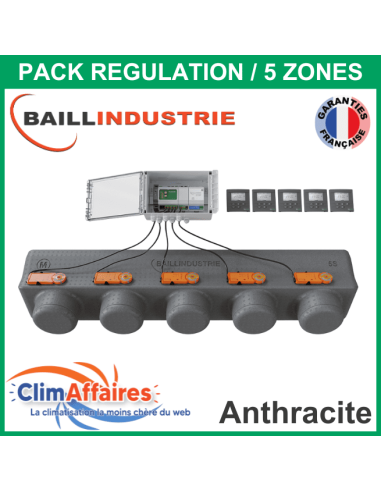 Baillindustrie - Pack Régulation Gainable Universel Baillzoning 5 ZONES - 5S - PACK 5TA 5M 5S (Anthracite)