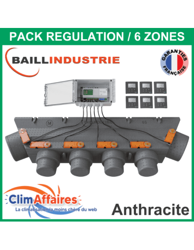 Baillindustrie - Pack Régulation Gainable Universel Baillzoning 6 ZONES - 6S - PACK 6TA 6M 6S (Anthracite)