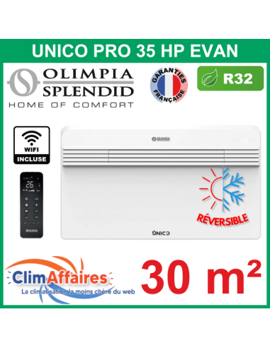 Olimpia Splendid - Climatisation Monobloc Réversible - R32 - UNICO PRO 35 HP EVAN + WIFI - 02239 (3.1 kW)