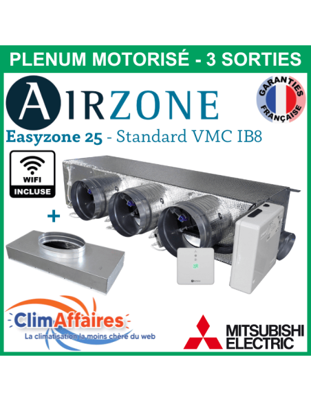 Airzone Easyzone C25 Standard WIFI + VMC 3 x 200 mm IB8 MITSUBISHI PEAD-M35/50 + plénum de reprise (