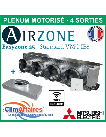 Airzone Easyzone C25 Standard WIFI + VMC 4 x 200 mm IB8 MITSUBISHI PEAD-M35/50 + plénum de reprise (