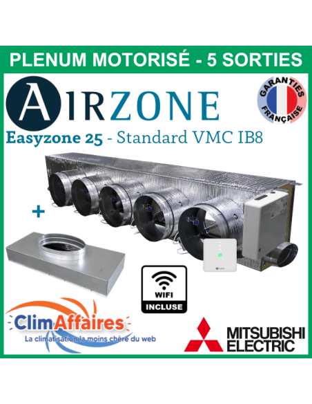 Airzone Easyzone C25 Standard WIFI + VMC 5 x 200 mm IB8 MITSUBISHI PEAD-M35/50 + plénum de reprise (