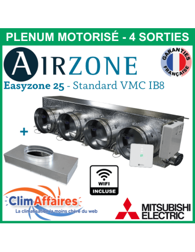 Airzone Easyzone C25 Standard WIFI 4 x 200 mm + VMC IB8 MITSUBISHI PEAD-M60/71 + plénum de reprise (PPC25MELST01M4)