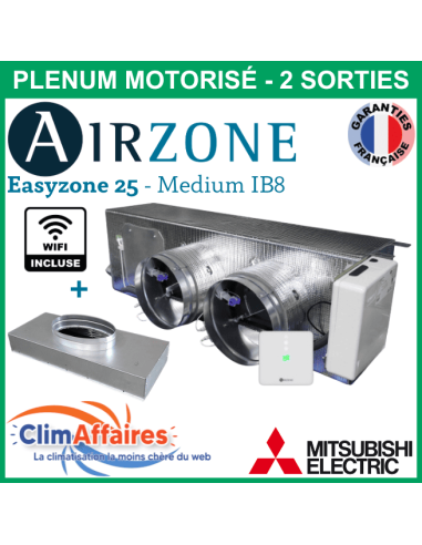 Airzone Easyzone C25 Medium WIFI 2 x 200 mm IB8 MITSUBISHI PEAD-M35/50 + plénum de reprise (PPC25MELBS01S2)