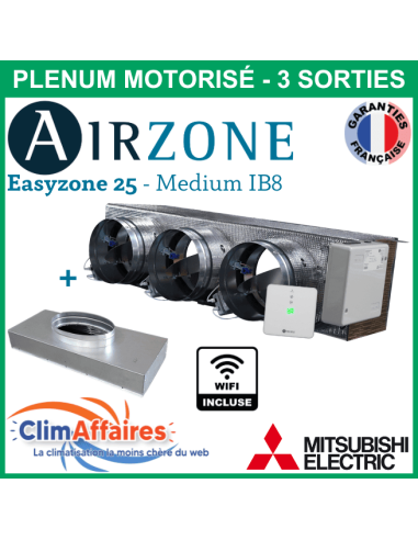 Airzone Easyzone C25 Medium WIFI 3 x 200 mm IB8 MITSUBISHI PEAD-M35/50 + plénum de reprise (PPC25MELBS01S3)