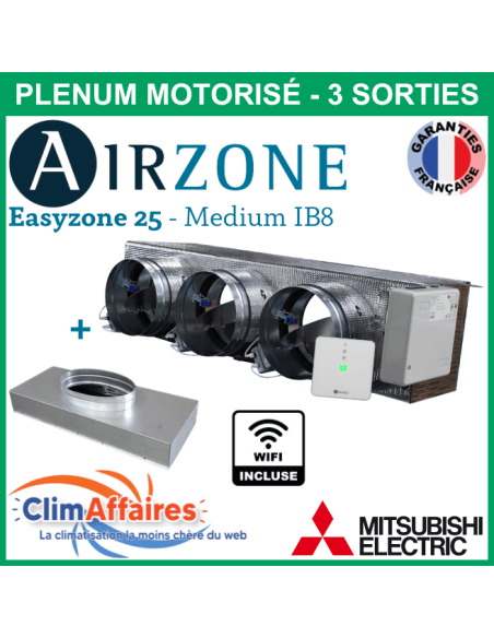 Airzone Easyzone C25 Medium WIFI 3 x 200 mm IB8 MITSUBISHI PEAD-M35/50 + plénum de reprise (PPC25MEL