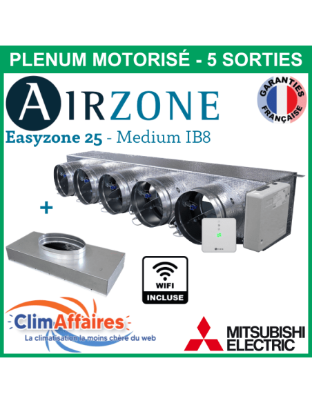 Airzone Easyzone C25 Medium WIFI 5 x 200 mm IB8 MITSUBISHI PEAD-M35/50 + plénum de reprise (PPC25MEL