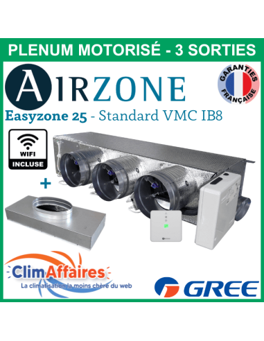 Airzone Easyzone C25 Standard WIFI + VMC 3 x 200 mm IB8 GREE UM CDT 24/30 + plénum de reprise (PPC25GREST10M3)