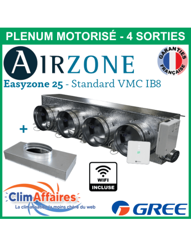 Airzone Easyzone C25 Standard WIFI + VMC 4 x 200 mm IB8 GREE UM CDT 24/30 + plénum de reprise (PPC25GREST10M4)