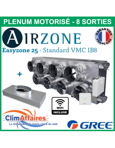 Airzone Easyzone C25 Standard WIFI + VMC 8 x 200 mm IB8 GREE UM CDT 36/42 + plénum de reprise (PPC25GREST10L8)