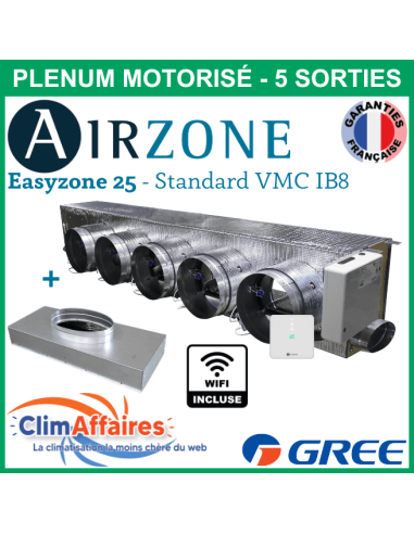 Airzone Easyzone C25 Standard WIFI + VMC 5 x 200 mm IB8 GREE UM CDT 48 + plénum de reprise (PPC25GREST02XL5)