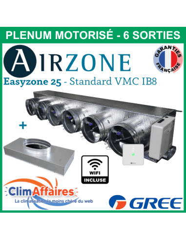 Airzone Easyzone C25 Standard WIFI + VMC 6 x 200 mm IB8 GREE UM CDT 48 + plénum de reprise (PPC25GREST02XL6)