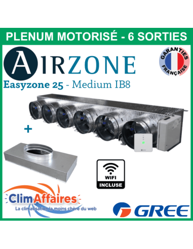 Airzone Easyzone C25 Medium WIFI 6 x 200 mm IB8 GREE UM CDT 48 + plénum de reprise (PPC25GREBS02XL6)