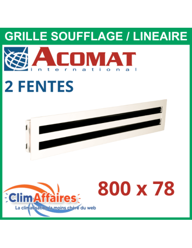 Grille de soufflage linéaire à 2 fentes 800x78 mm - AGIP127
