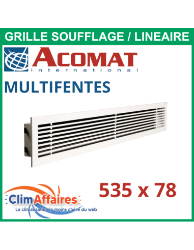 Grille de soufflage linéaire multifentes 535x78 mm - AGIP209