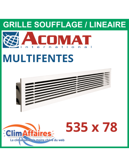 Grille de soufflage linéaire multifentes 535x78 mm - AGIP209